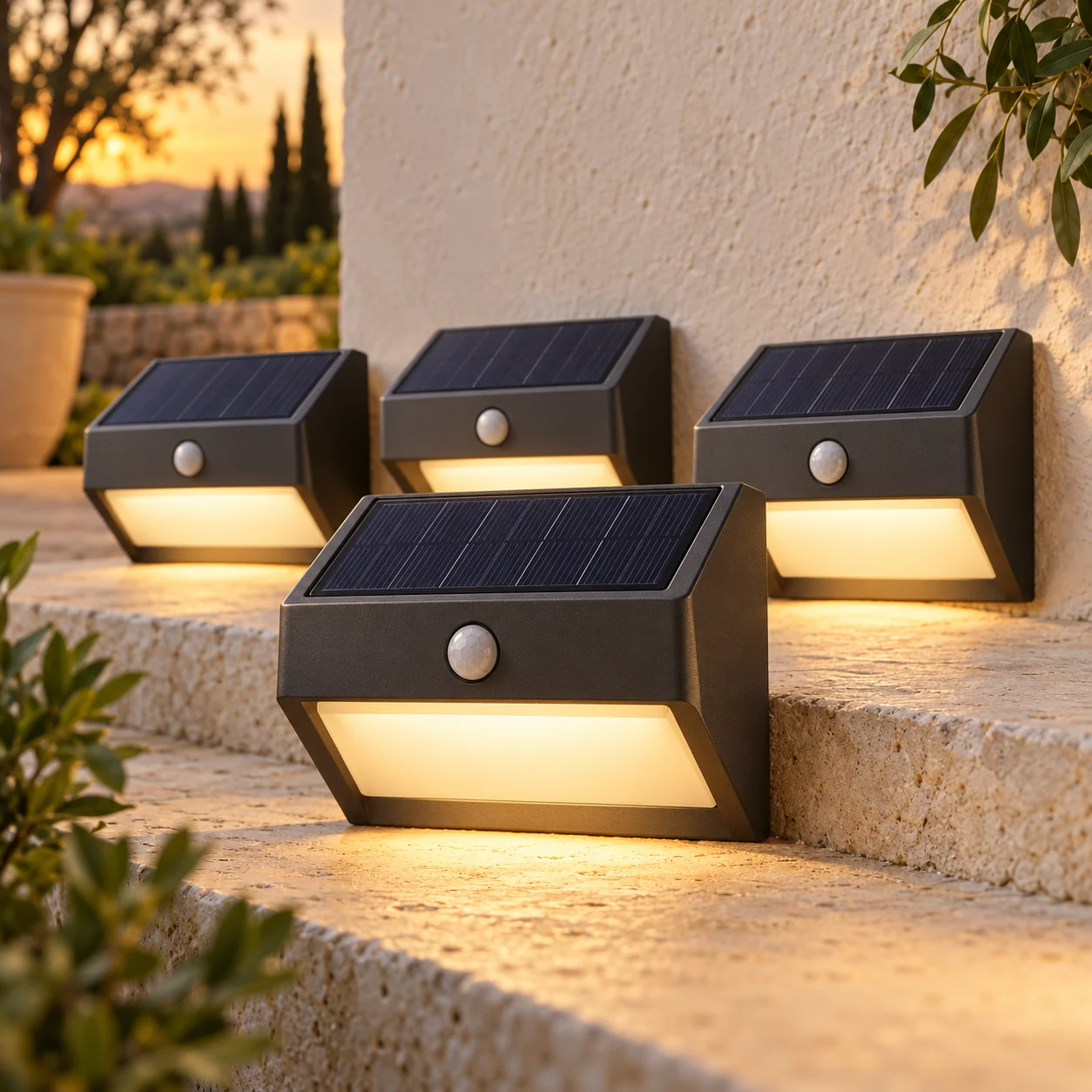 Solar motion sensor wall lights